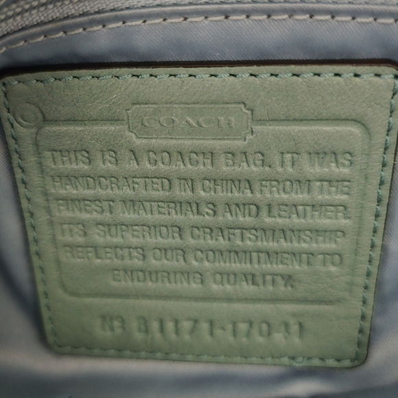 Coach Vintage Leather Seafoam Green Bag with Carrying Handles - Picture 8 of 9